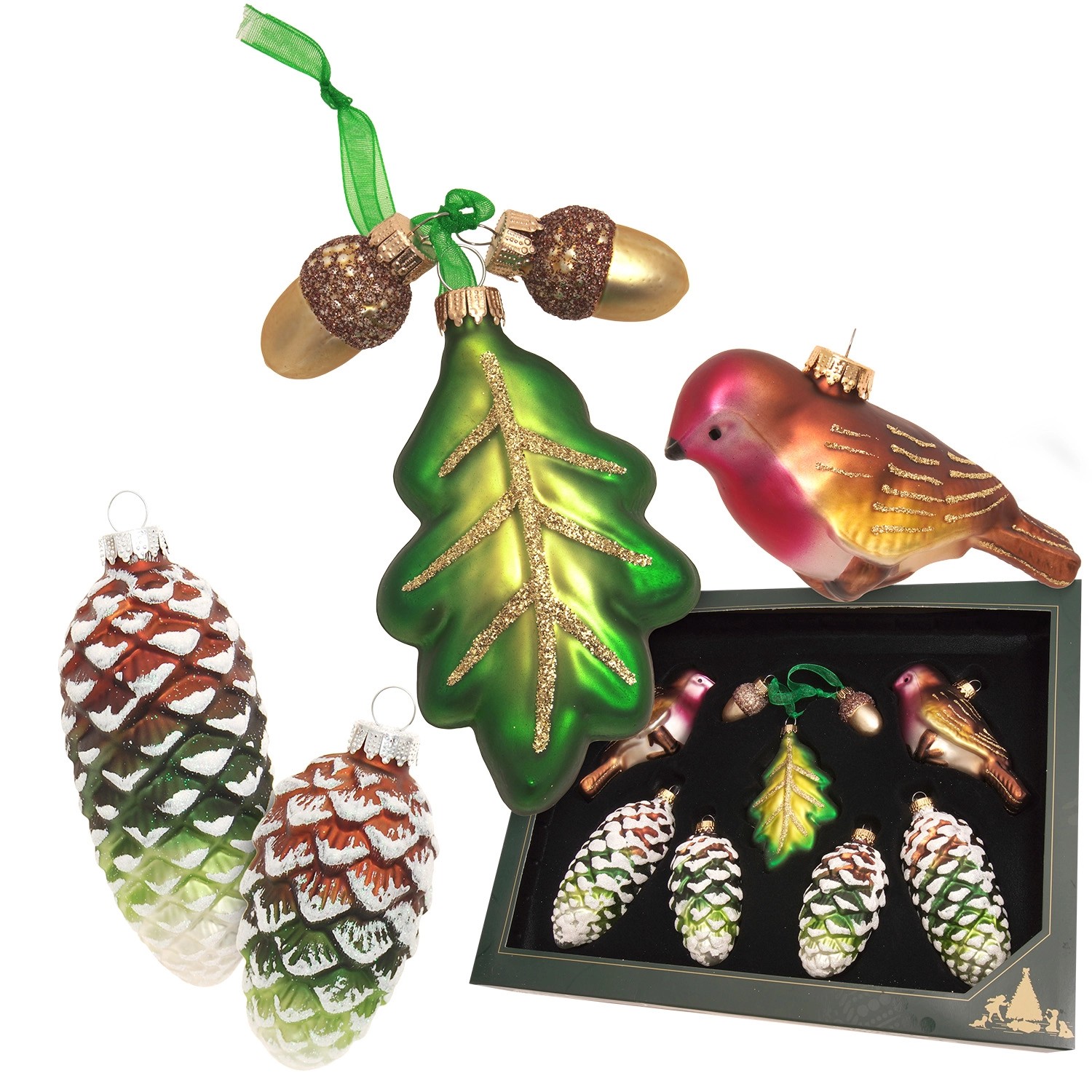 Krebs Glas Lauscha Baumschmuck Sortiment Wald Mehrfarbig 10cm