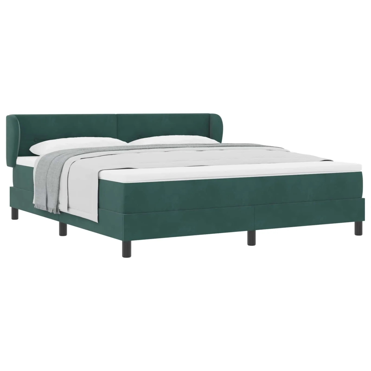 vidaXL Boxspringbett mit Matratze Dunkelgrau 80x200 cm Samt Dunkelgrün 3340403
