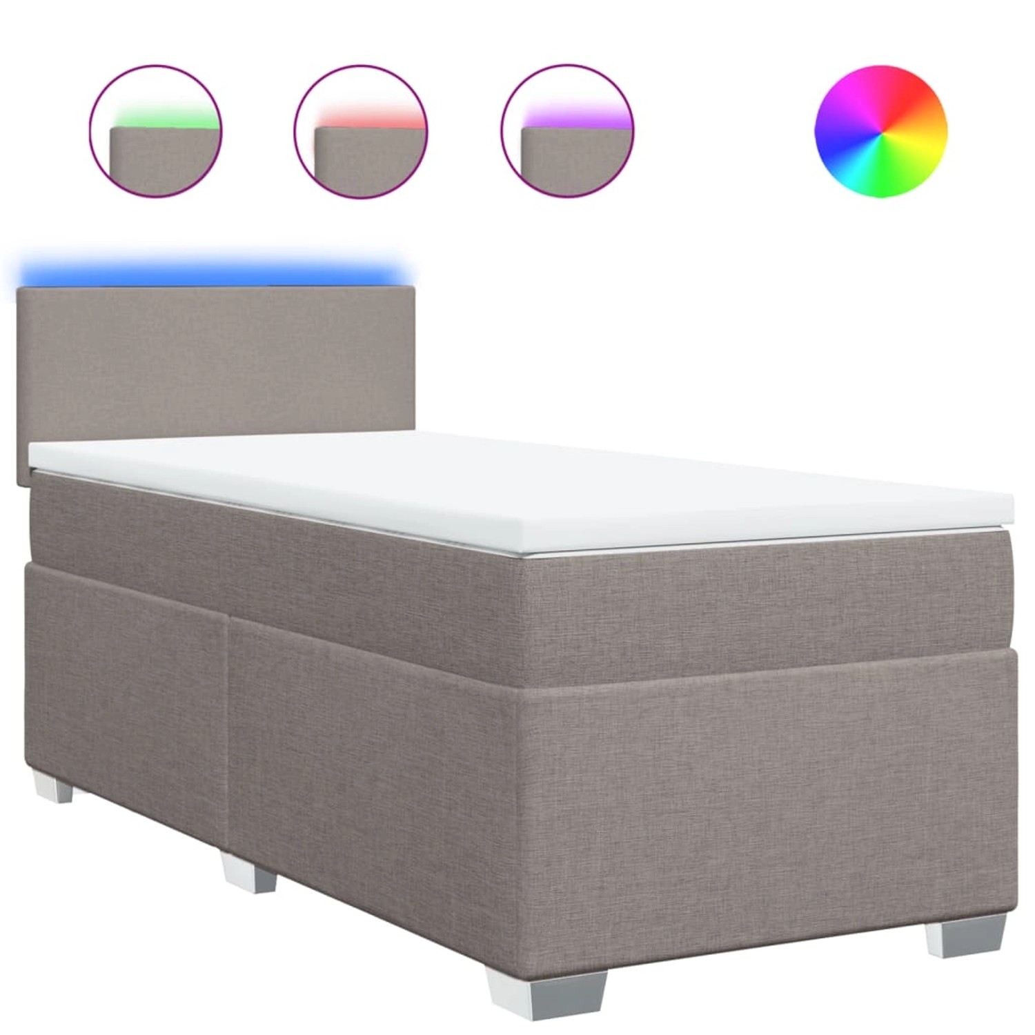 vidaXL Boxspringbett mit Matratze Taupe 100x200 cm Stoff 3288096 günstig online kaufen