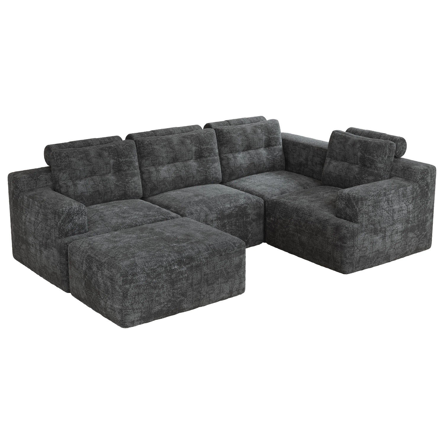Merax Modular Sofa L Form U Form Chenille Grau