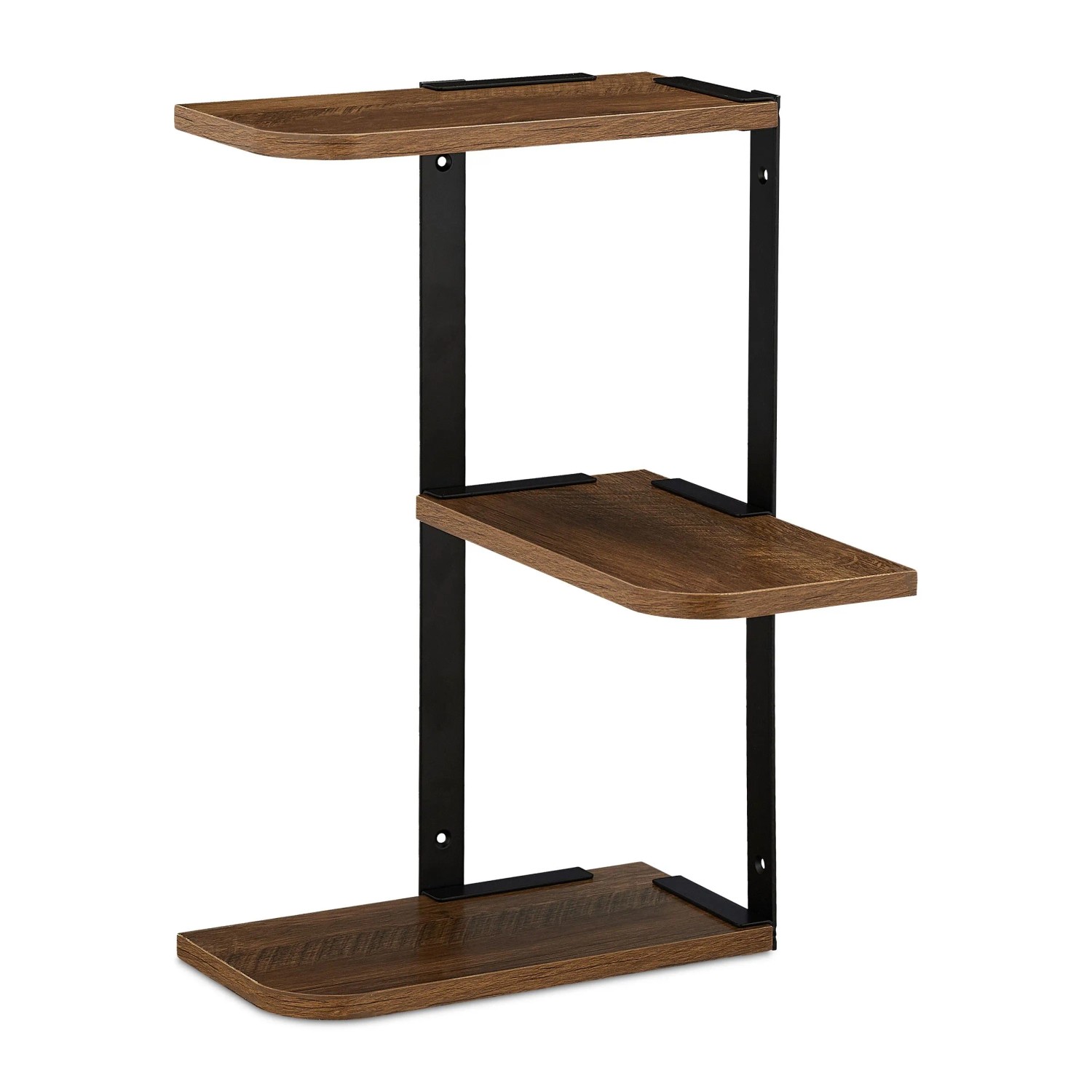Relaxdays Wandeckregal MDF Metall Braun Schwarz 42,5 cm x 26,5 cm x 26,5 cm