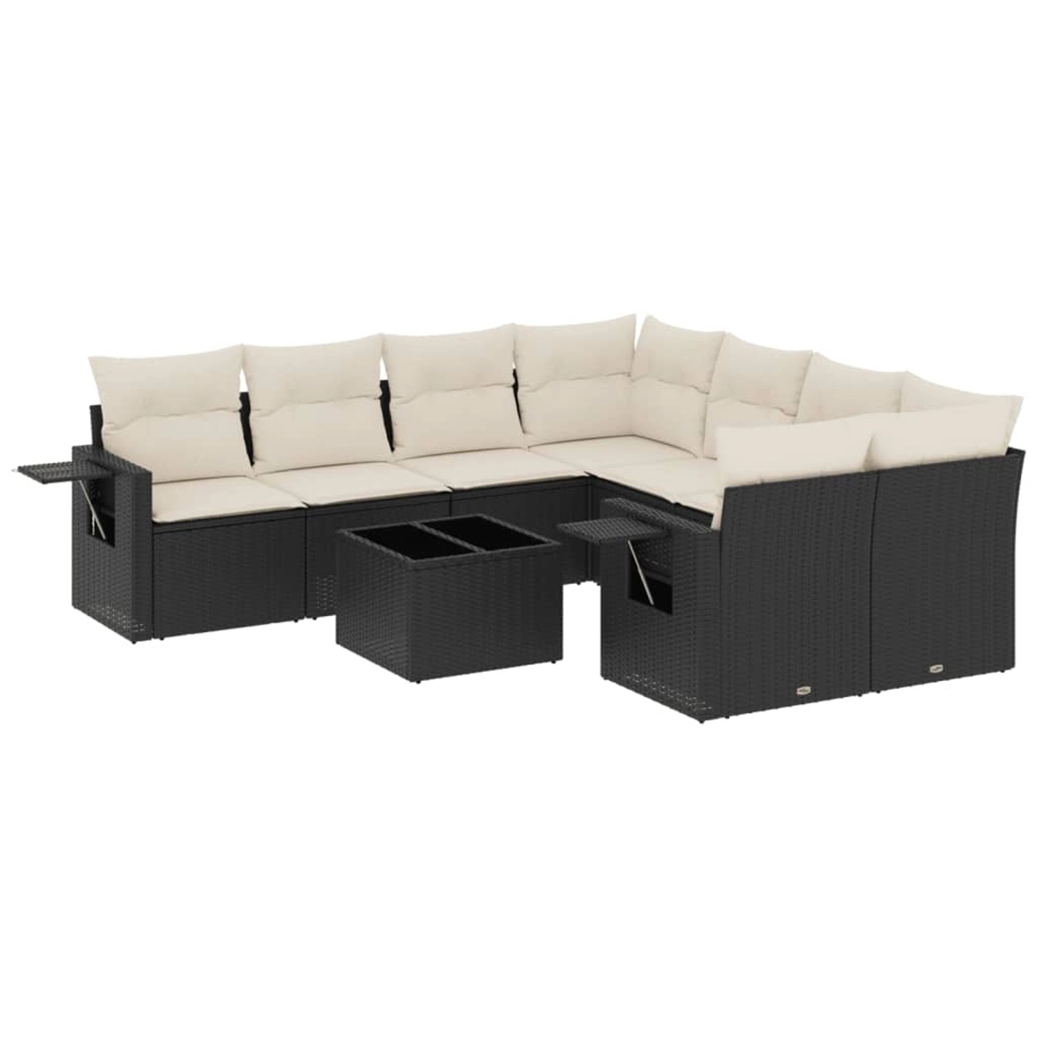 vidaXL 9-Tlg Garten-Sofagarnitur mit Kissen Schwarz Poly Rattan 3219955 günstig online kaufen
