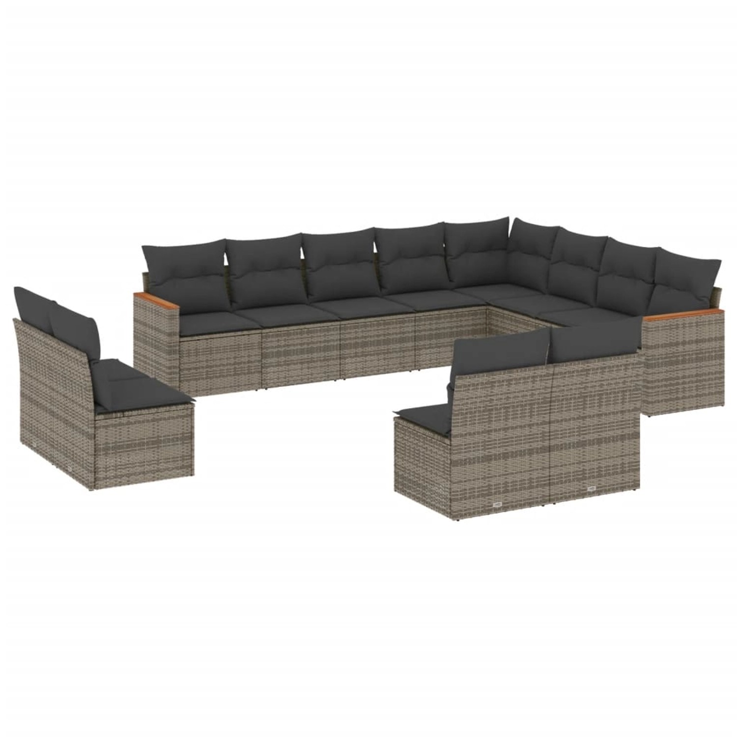 vidaXL 12-Tlg Garten-Sofagarnitur mit Kissen Grau Poly Rattan 3226473 günstig online kaufen
