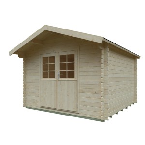 Unbehandeltes Kiehn-Holz Gartenhaus KH 28-011, 300x300 cm, mit Doppeltür. Holz-Gartenhaus in Natur.