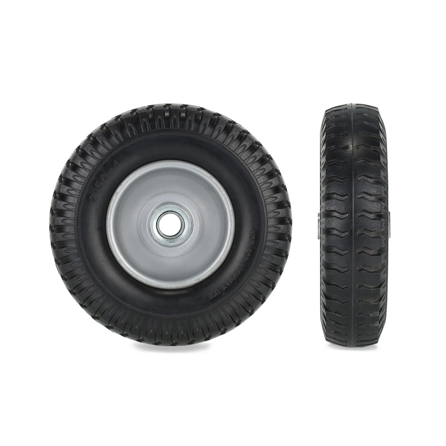 Relaxdays Schubkarrenrad 2er Set Vollgummi Stahl Schwarz Grau Pannensicher 22 cm x 6 cm 0,7 kg