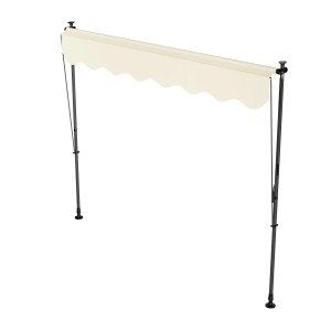 Juskys Klemmmarkise Kapstadt, 250x120 cm, Beige. Balkonmarkise ohne Bohren für flexiblen Sonnenschutz.