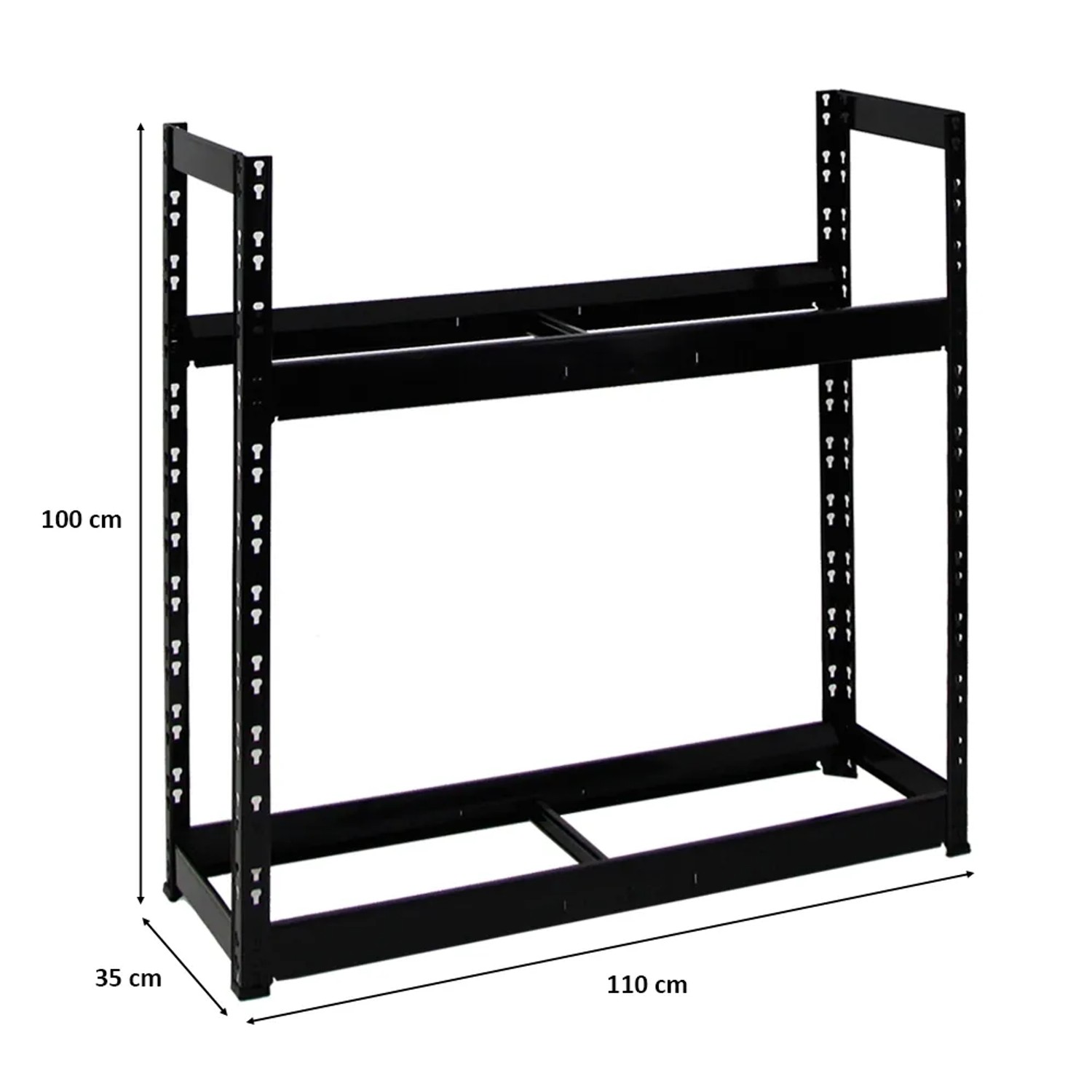 Schwarzes PROREGAL Reifenregal Tiger (100x110x35cm) für bis zu 8 Reifen auf 2 Ebenen.