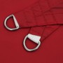 Rotes Sonnensegel aus Oxford-Gewebe mit Edelstahl D-Ring und weißem Gurtband an der Ecke.