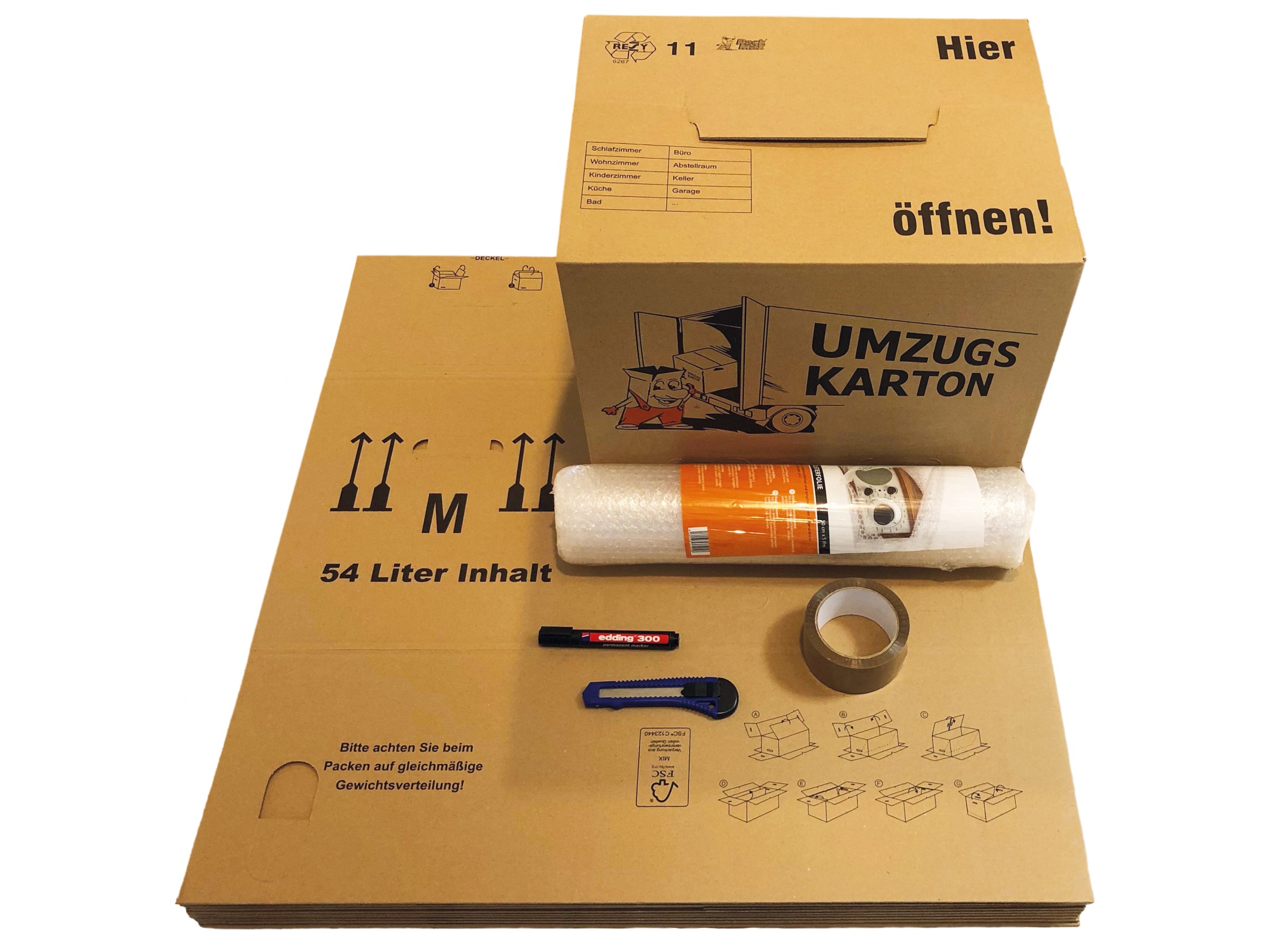 UBMOVE Umzugsbox Combo Pack - 4 Kleine, 6 Mittlere & Bewegliche Etiketten