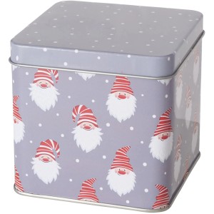 Graue Boltze Xmas Vorratsdose mit Zwergenmuster für Weihnachtsdeko.
