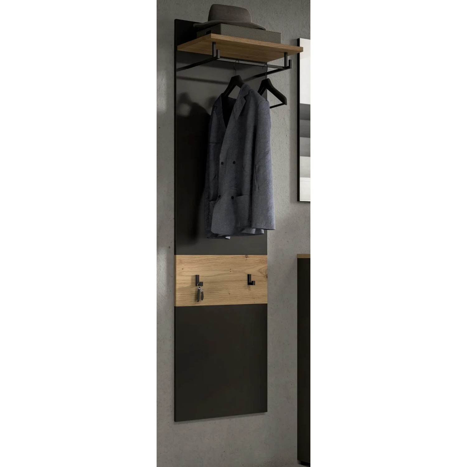 Inn.Furn Garderobenpaneel in Grau und Eiche 45 x 165 cm Cooper_3