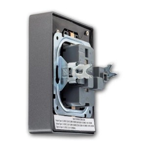 ChiliTec 2-fach Steckdose in Anthrazit mit USB-A und USB-C Anschluss für Unterputzdose.