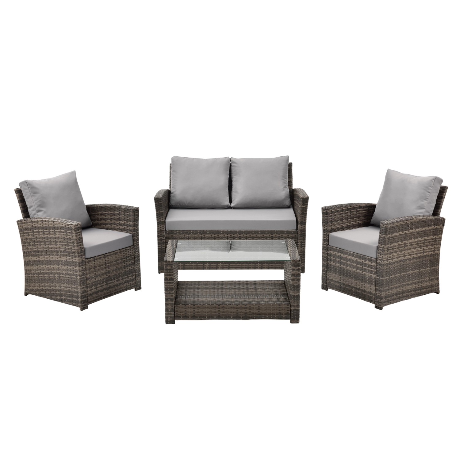 Svita Roma Polyrattan Set Sitzgruppe Lounge Tisch Garnitur Gartenmöbel Braun