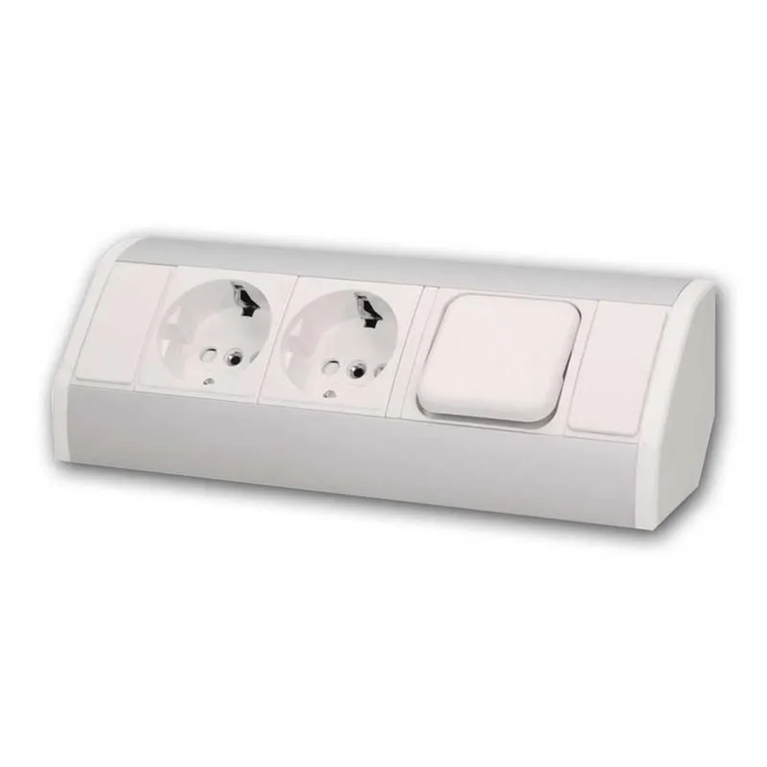 Orno Aufbau-Steckdose 2-fach+Schalter Warmweiß Silber 230V 3680W