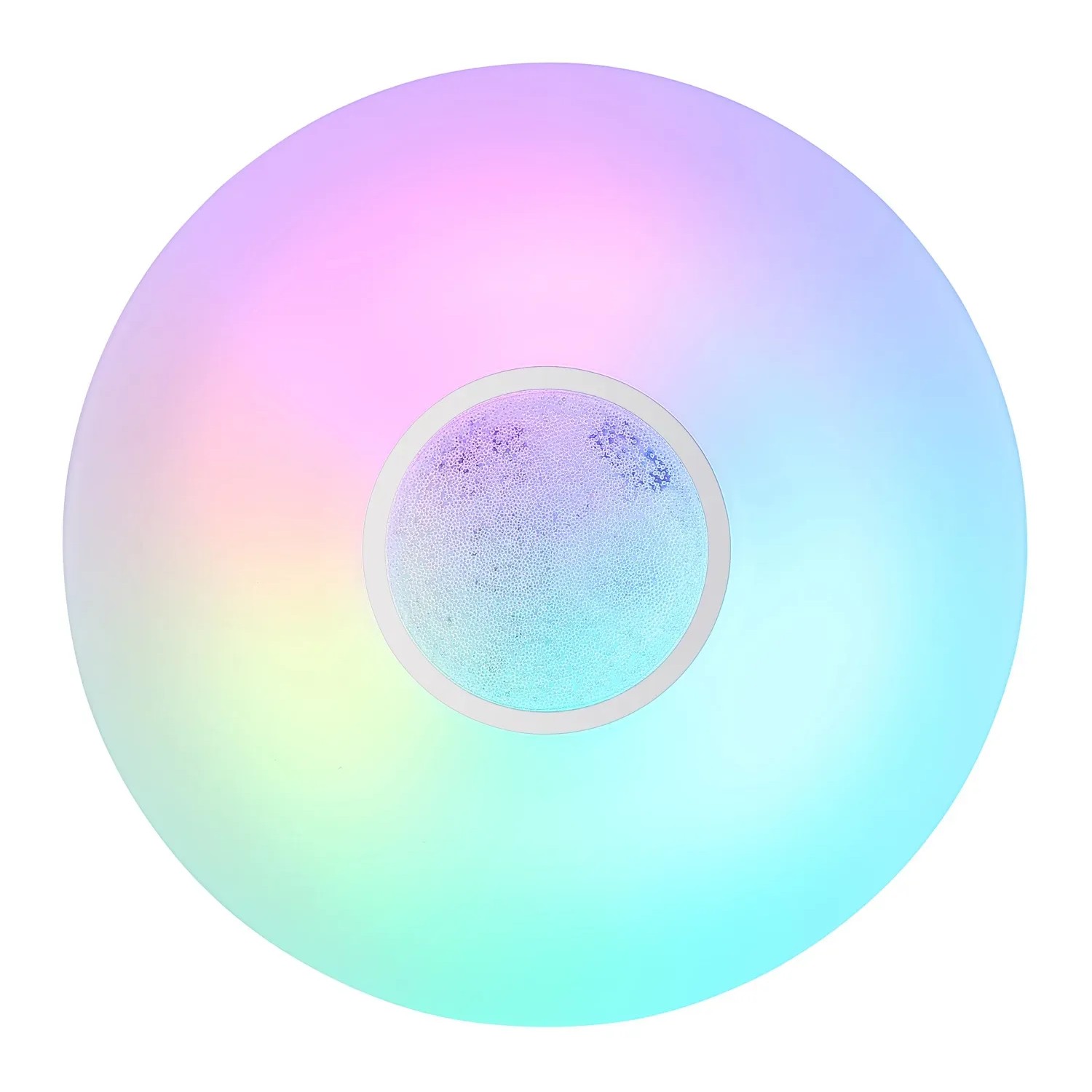 Weiße LED-Deckenleuchte Sully mit Farbwechsel und Regenbogeneffekt, Ø 41 cm.