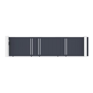 Graues Casanoov Schiebetor Giona 6M aus Aluminium für Gartenzufahrten.