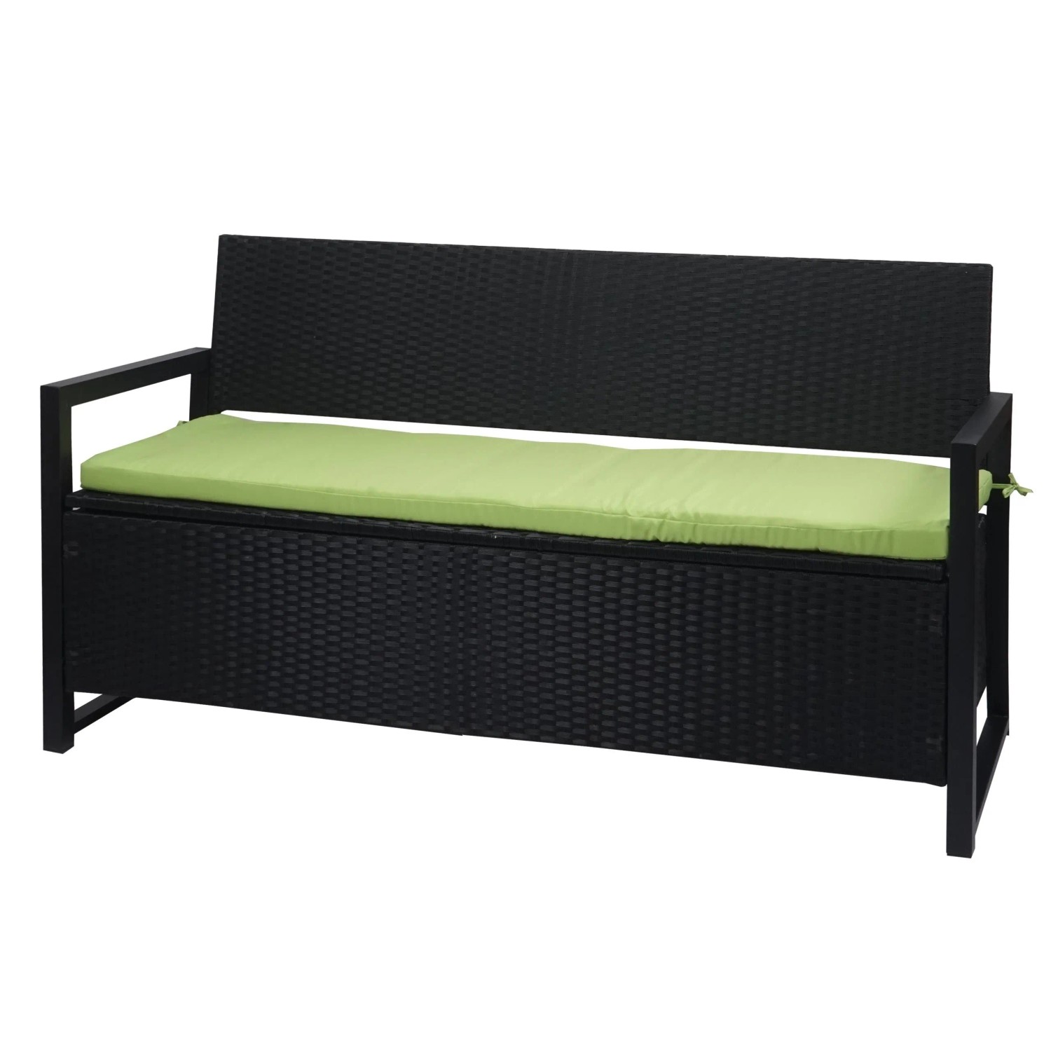 MCW Poly-Rattan 3er Sitzbank F39 Anthrazit Kissen Grün