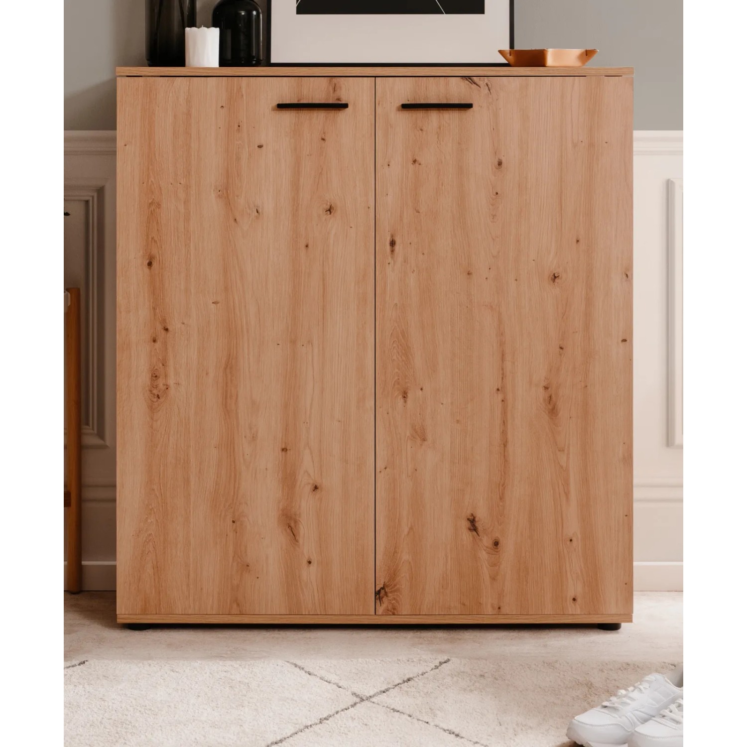Furn.Design Schuhschrank Eiche Artisan 100 x 110 cm 2-türig 12 Fächer Logu_3