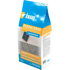Knauf Flexkleber Naturstein, 5 kg Sack, geeignet für Natursteinfliesen und Glasfliesen.