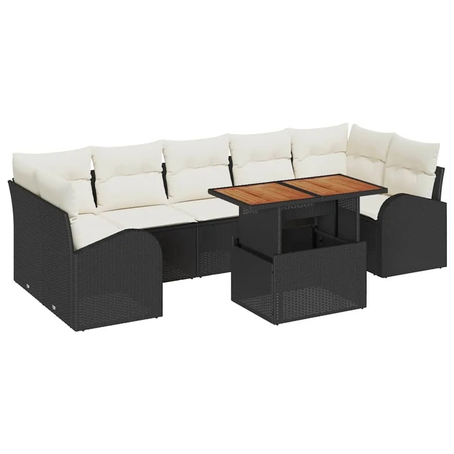vidaXL Garten-Sofa-Set mit Kissen 8-Tlg Schwarz und Creme 3349550