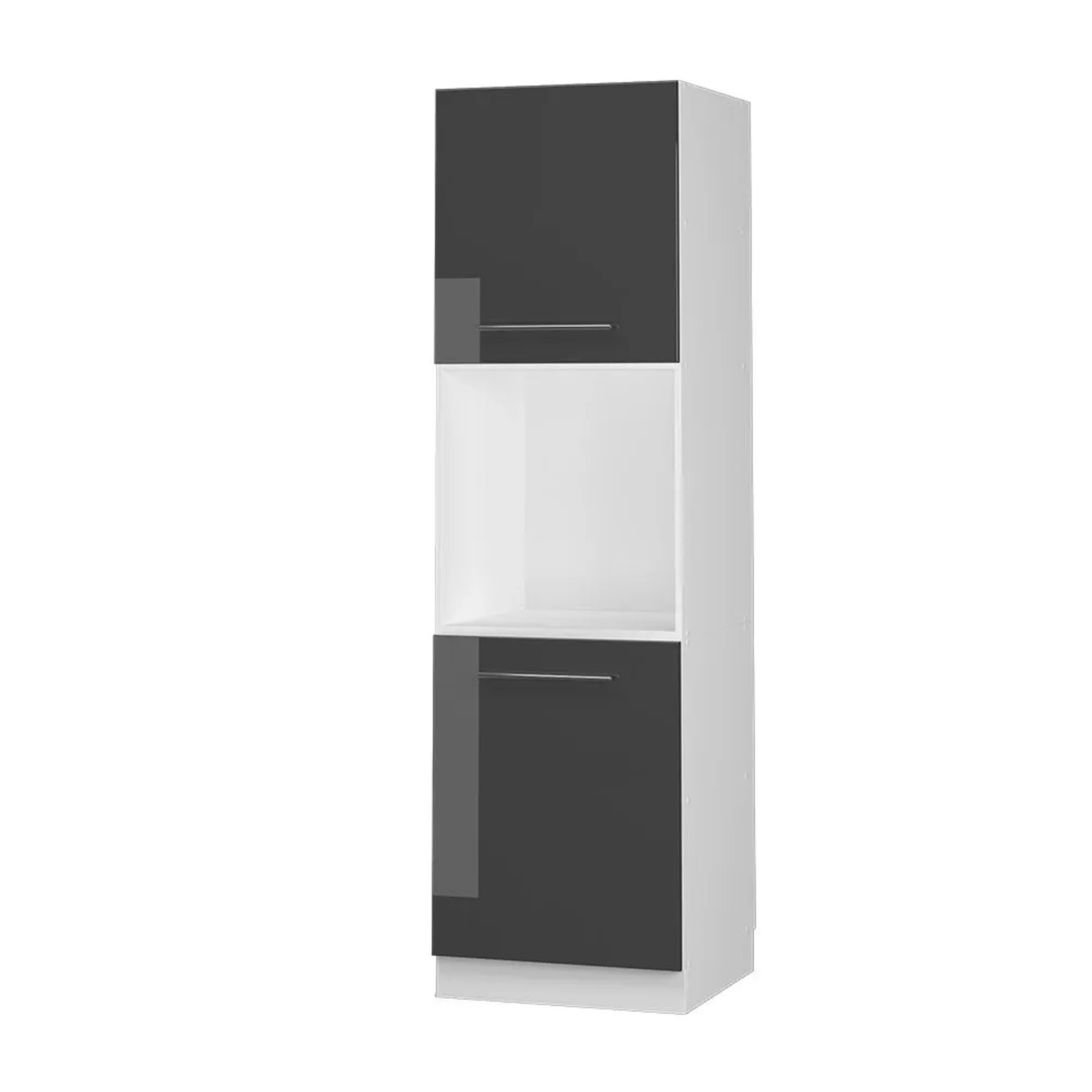 Vicco Herdumbauschrank Fame-Line Anthrazit Hochglanz Weiß 60 cm mit Offenem Regal