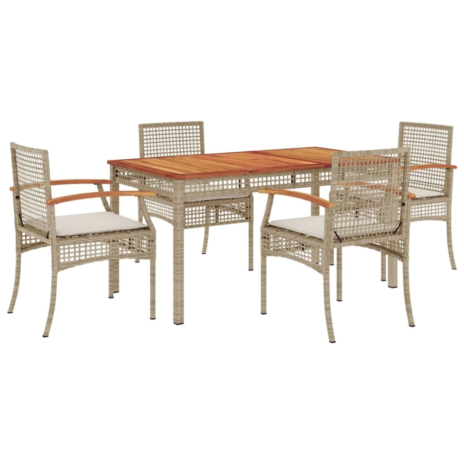 vidaXL 5-Tlg Garten-Essgruppe mit Kissen Beige Poly Rattan 3213580 günstig online kaufen