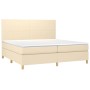 Cremefarbenes vidaXL Boxspringbett (200x200 cm) mit Matratze und Kopfteil.