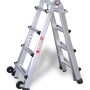Euroline Vario-Klappleiter mit Rollen, 4x4 Sprossen, als Stehleiter zusammengeklappt.