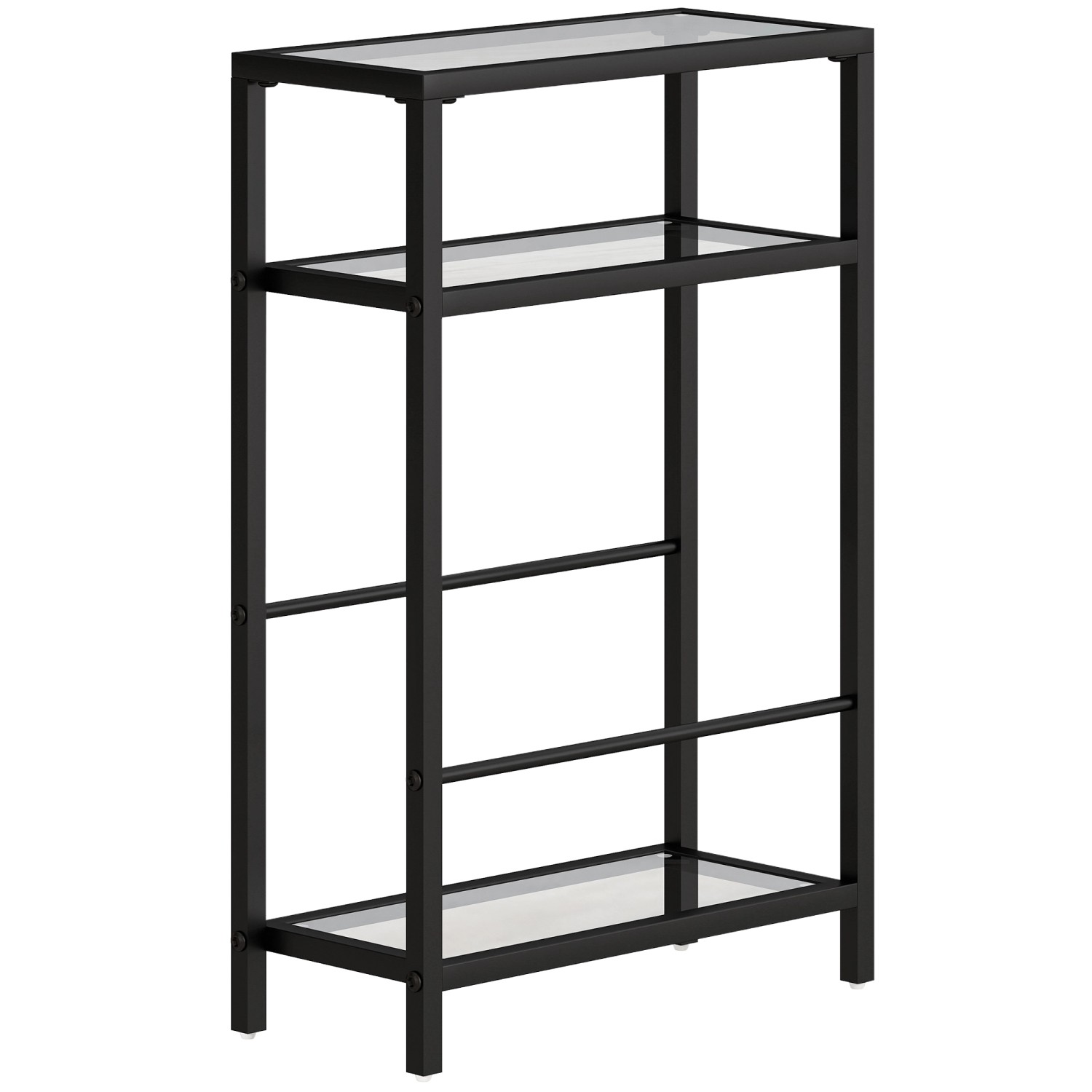 HOMCOM Beistelltisch Stahl Hartglas 40L x 18B x 62H cm Schwarz günstig online kaufen