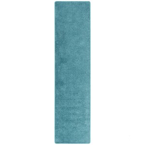 Petrolfarbener Hochflor-Teppichläufer Cottage, 100x100 cm. Flauschiger Langflor Teppich.