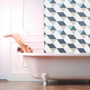 Relaxdays Duschrollo Kunststoff Aluminium Grau Blau Beige Wasserabweisend 120 cm x 240 cm