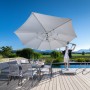 Rollbare Doppler Granitplatte 80x80x140 cm für Pendelschirme im Garten.