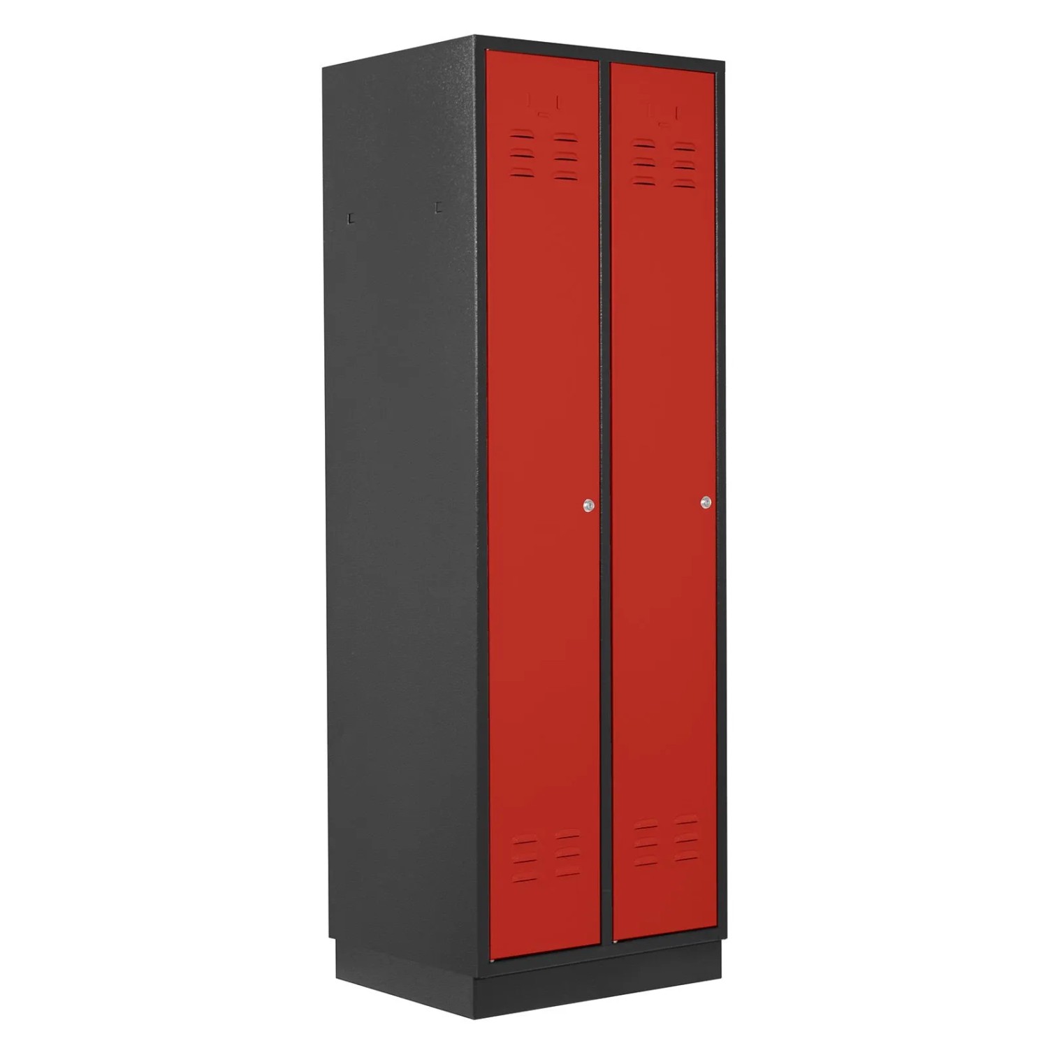 PROREGAL Garderobenschrank Ermine Mit 2 Türen HxBxT 178x60x50cm Anthrazitgrau/Feuerrot