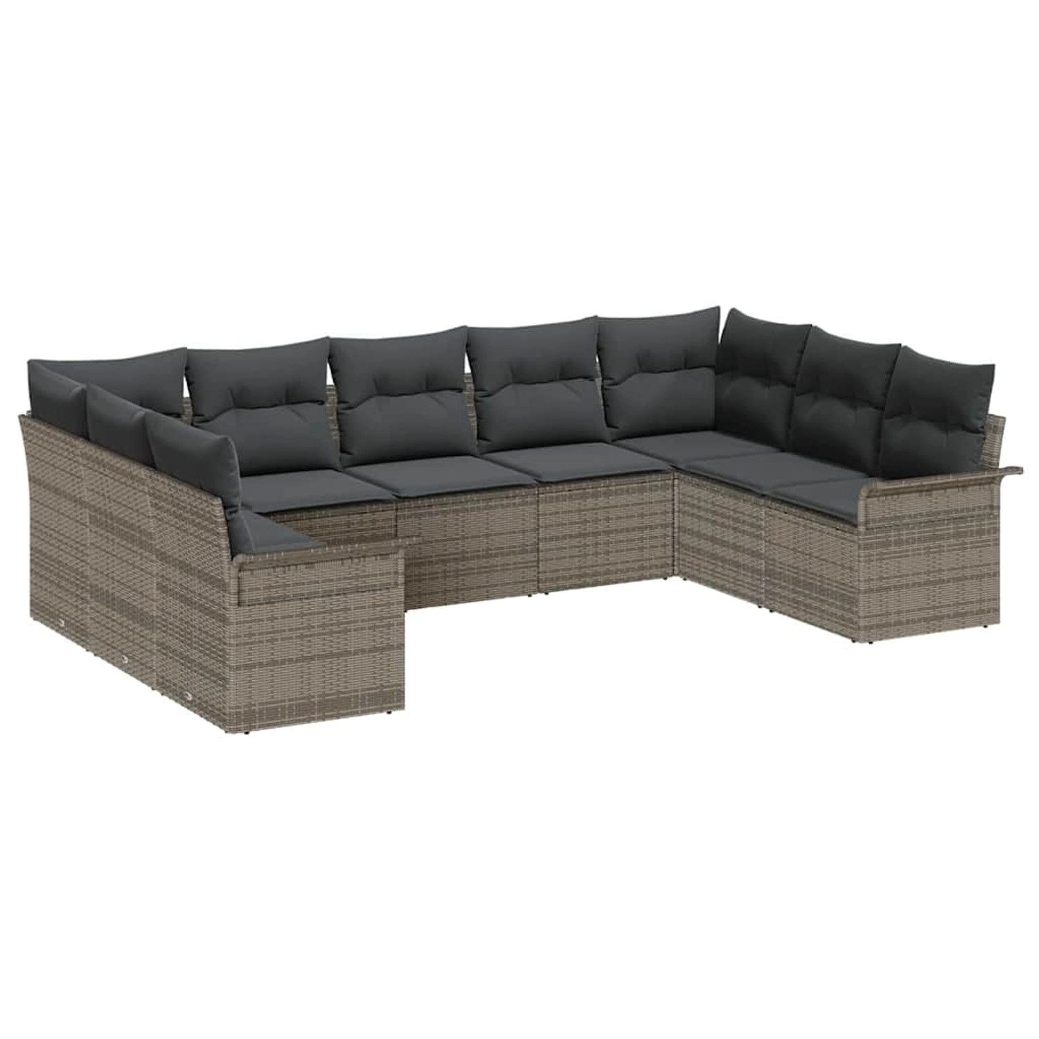 vidaXL Garten-Sofa-Set mit Kissen mit Speicher 9-Tlg Grau Poly Rattan 33541 günstig online kaufen