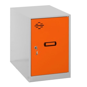 PROREGAL Schließfachwürfel AMEGO, orange-grau, mit Schloss und Schlüssel. Garderobenschrank für Büro oder Werkstatt.