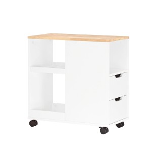 SoBuy Beistelltisch Druckertisch mit Rollen Couchtisch mit Schubladen FBT130-WN