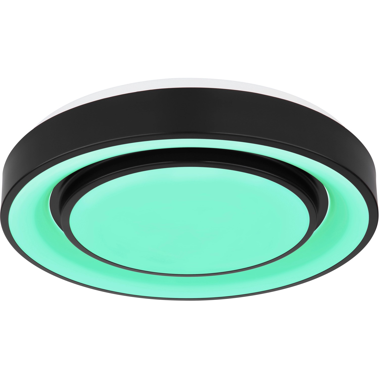 Globo LED Deckenleuchte Sully, Ø 38cm, schwarz mit RGB-Licht und Dimmfunktion.