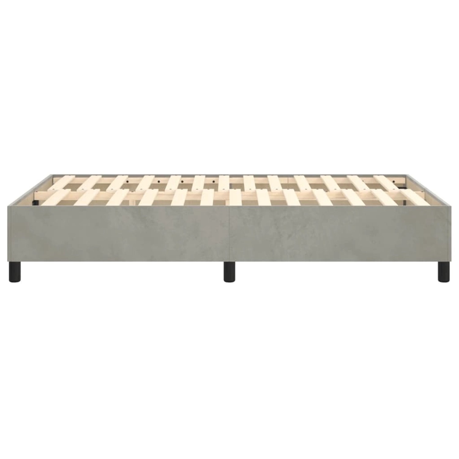 Hellgraues vidaXL Boxspringbett 120x200 cm aus Samt mit Holzlattenrost.