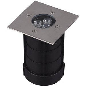 Quadratischer Trio LED-Bodeneinbaustrahler Belaja, Nickel matt, für den Außenbereich.