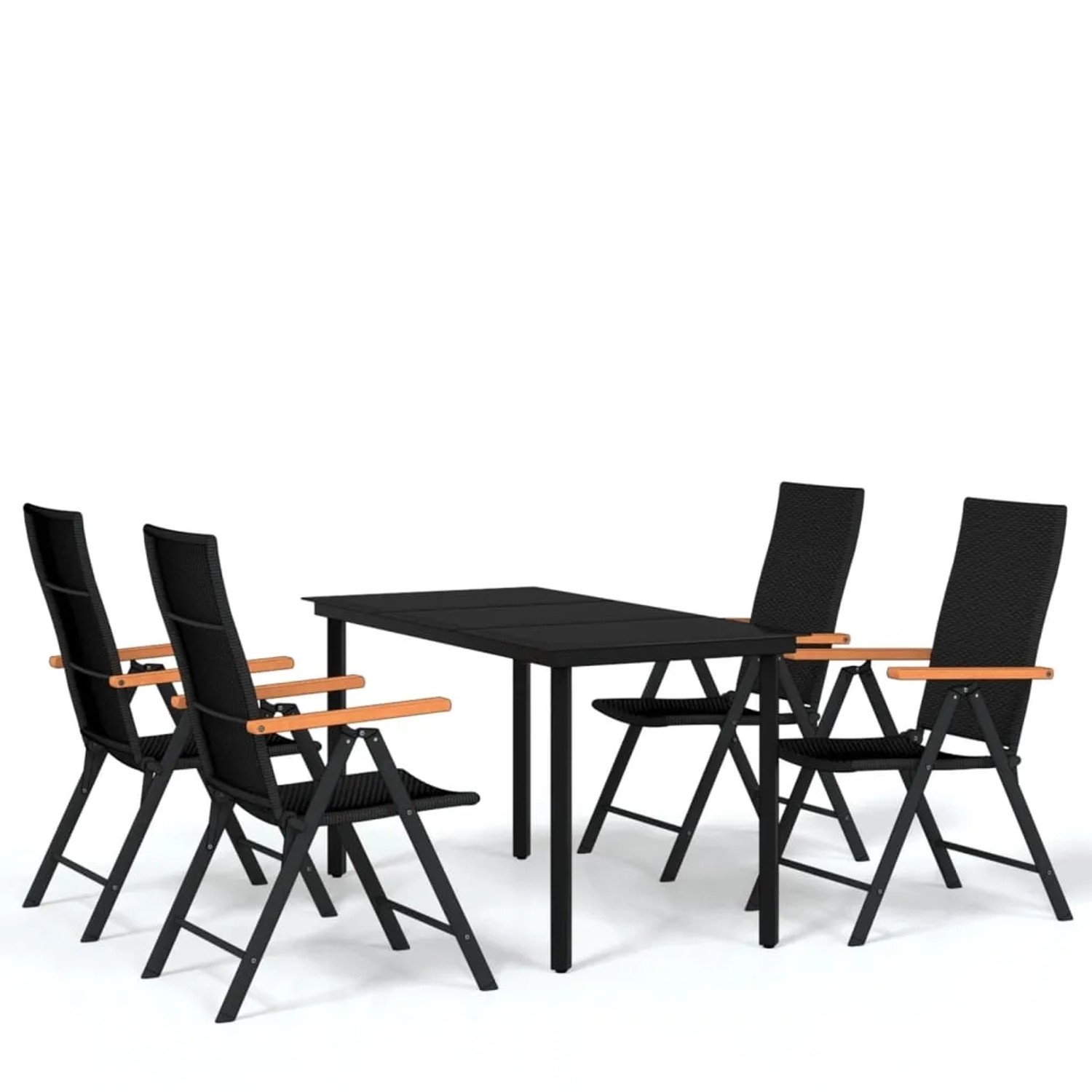 vidaXL 5-Tlg Garten-Essgruppe Schwarz 3099115