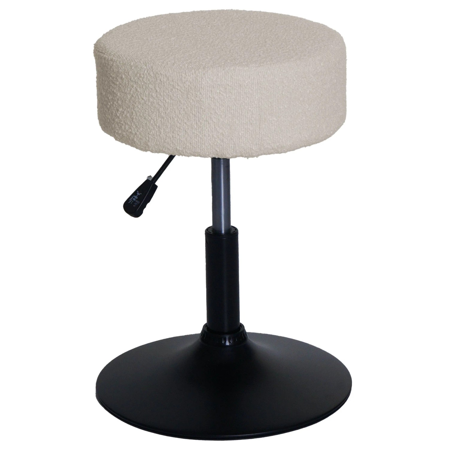MCW Hocker C22 Höhenverstellbar Drehbar Ø 37cm Stoff Bouclé Creme-Weiß