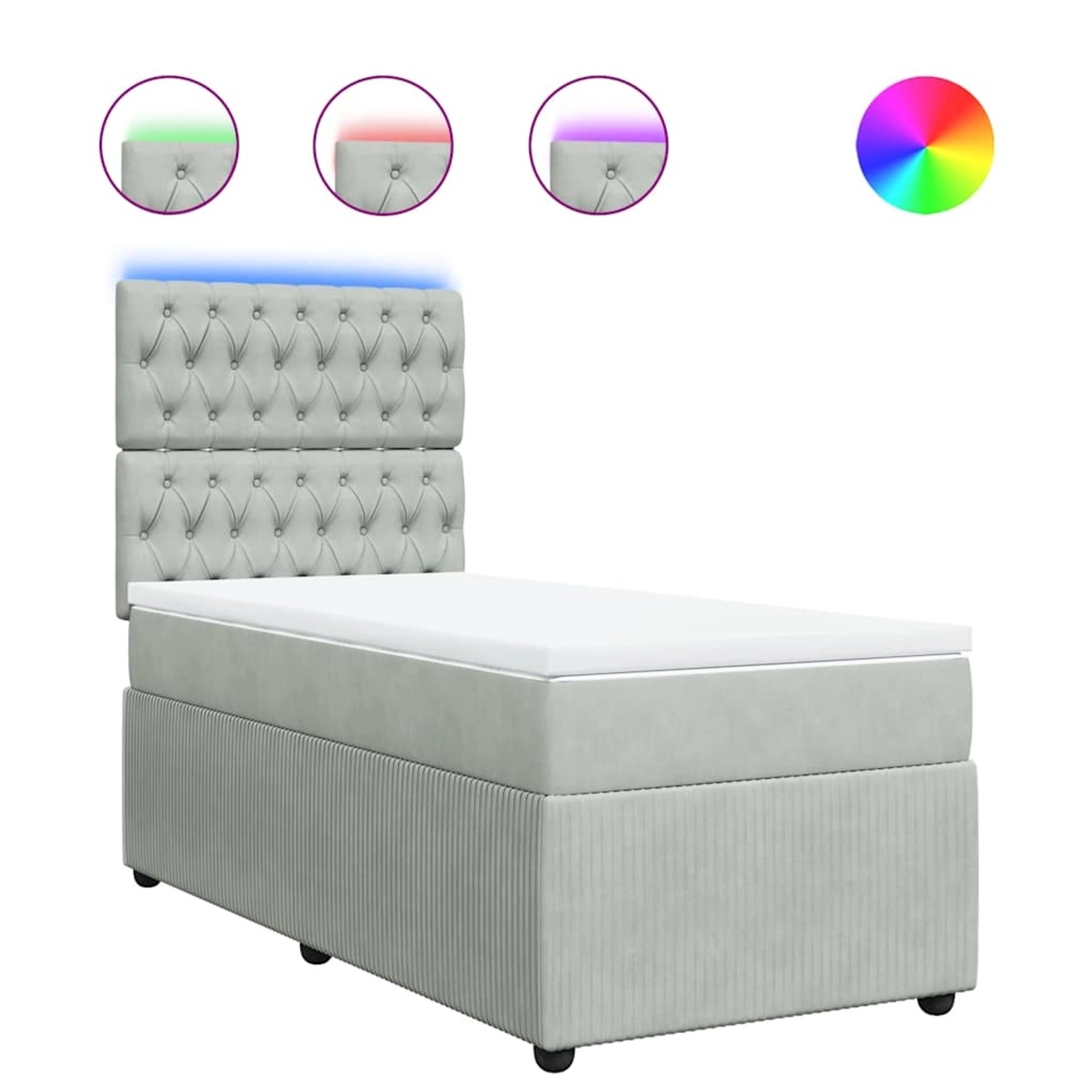 vidaXL Boxspringbett mit Matratze Hellgrau 80x200 cm Samt 3294496 günstig online kaufen