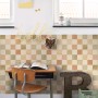 ESTAhome Tapete mit Karomuster in Beige, Braun und Grün im Kinderzimmer.