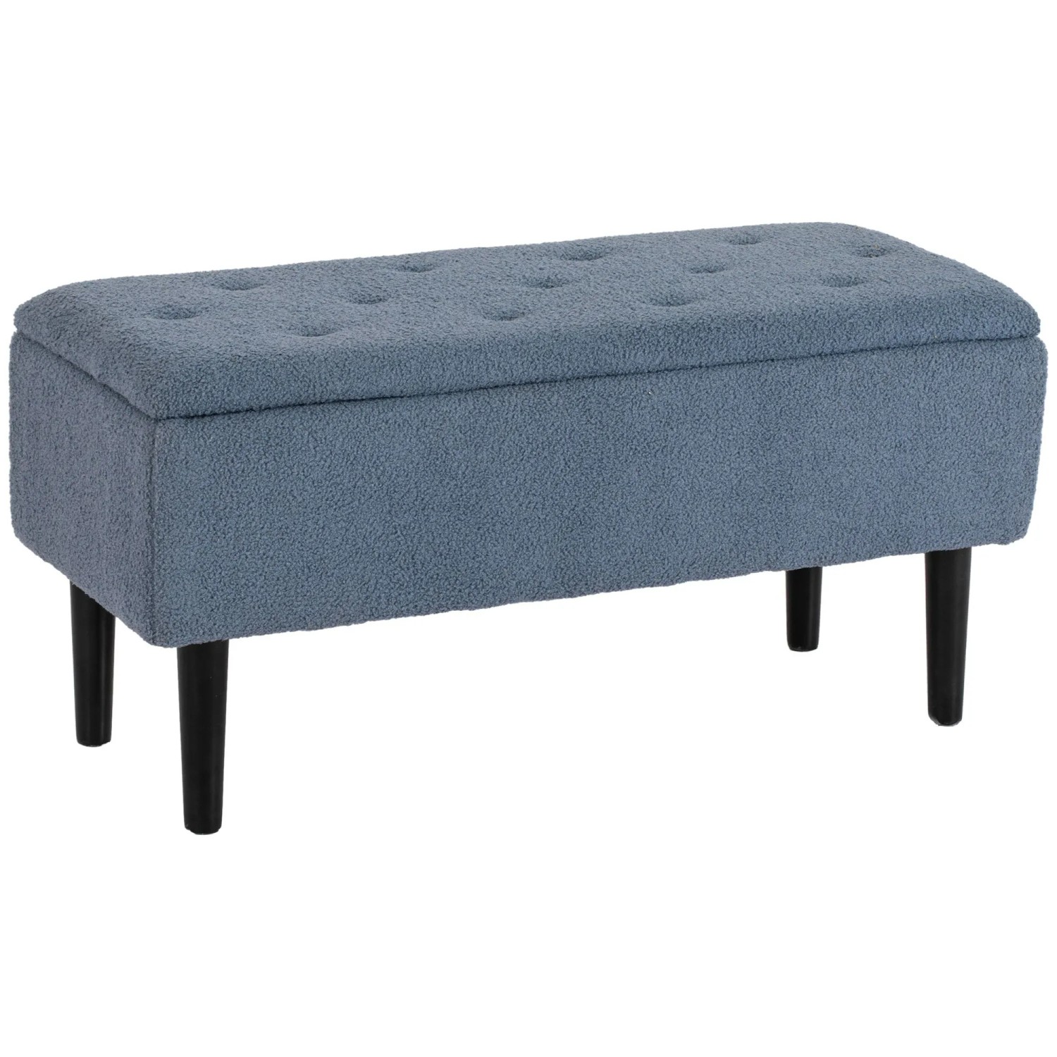 HOMCOM Sitzbank mit Stauraum Klappdeckel Samtoptik Blau 95 x 38 x 45 cm