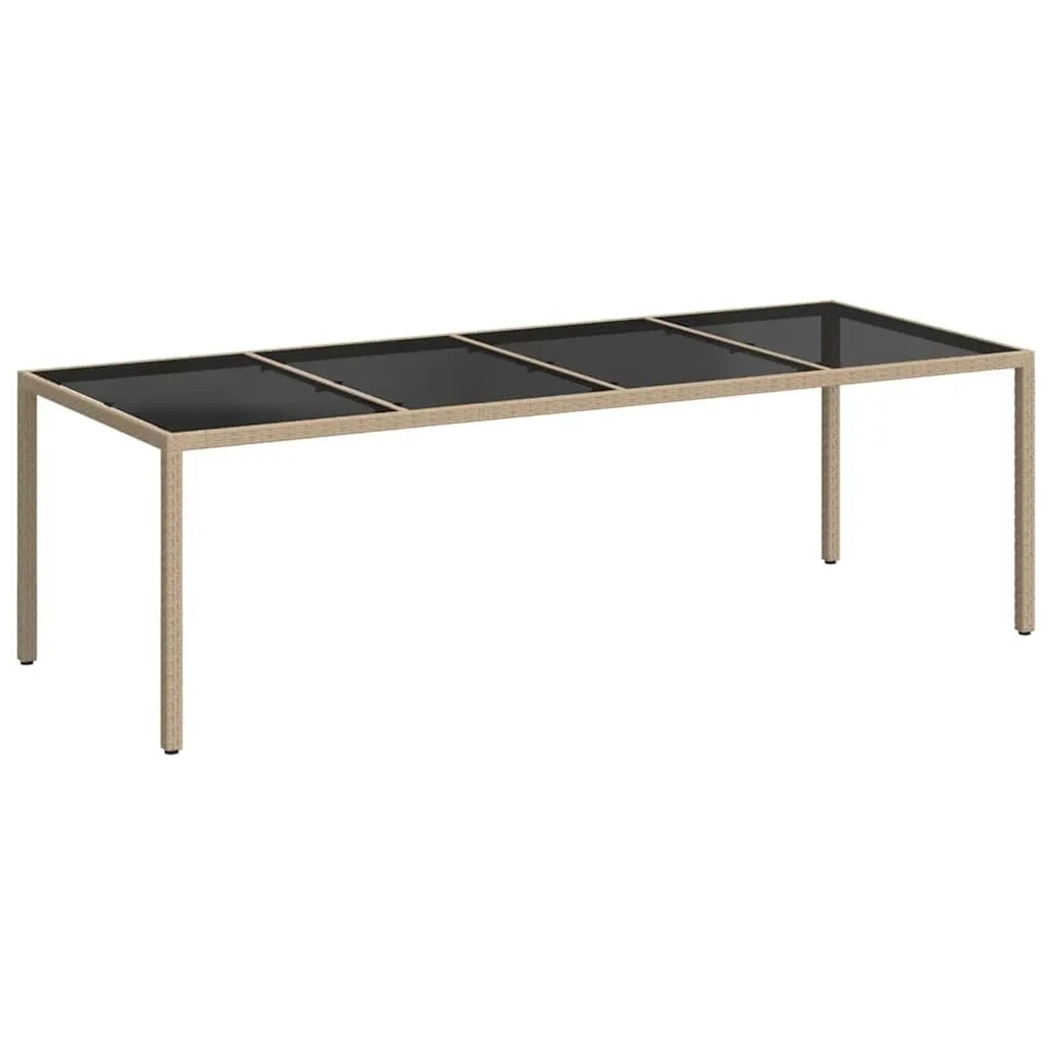 Furnicato Gartentisch Beige 250x100x75 Cm Hartglas Und Poly Rattan