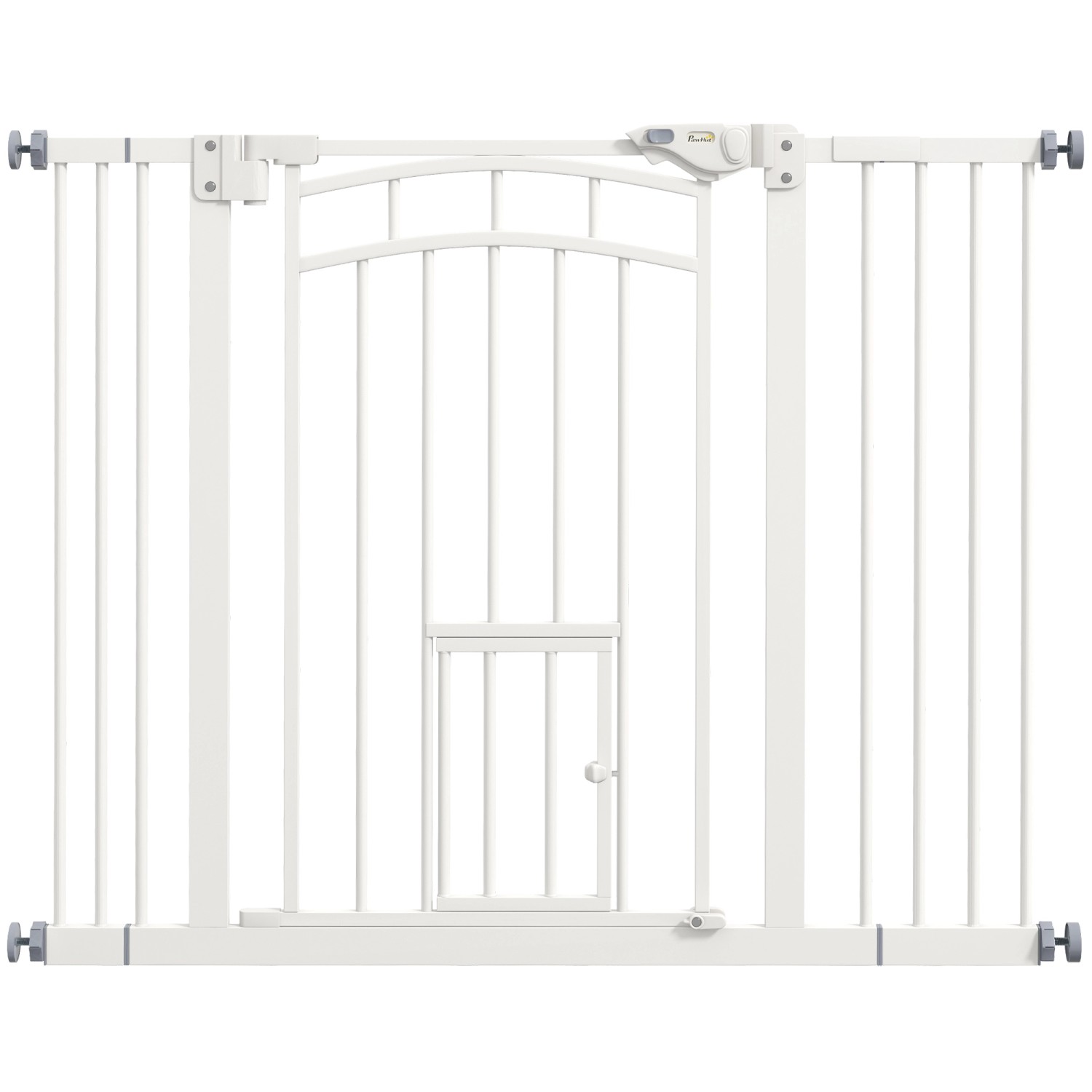 PawHut Türschutzgitter Hundeabsperrgitter Stahl PA Weiß 74-100L x 4B x 76H cm