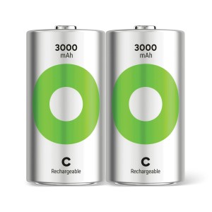 2er-Pack GP Recyko C Akkus, NiMH, 3000 mAh, wiederaufladbar.