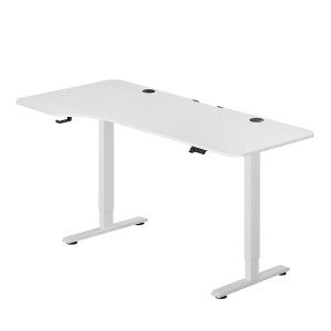 Weißer, höhenverstellbarer Juskys Schreibtisch Office Stand 160x75 cm mit Ablage.