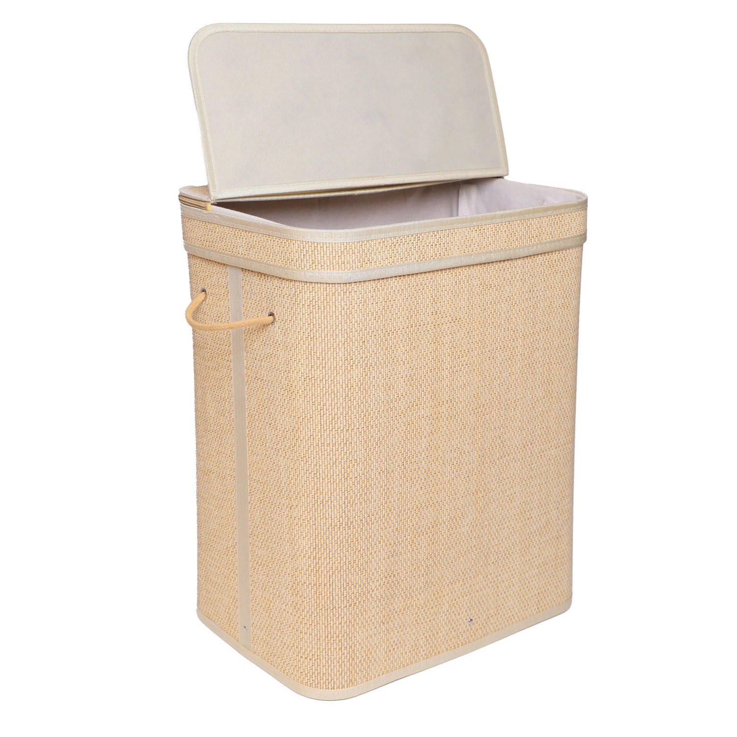 Relaxdays Wäschekorb Bambus Natur mit Deckel 90 L