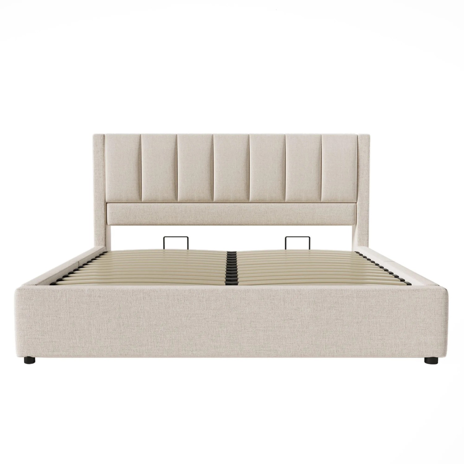 okwish Polsterbett 140x190cm mit Becherhalter Kinderzimmer Beige ohne Matratze